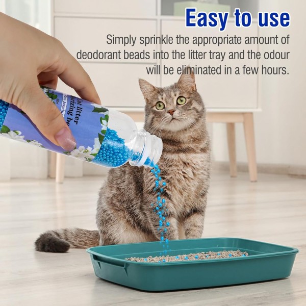 Cat Litter Box Deodorant - Beads & Crystals Control Extra Odor 250ml Bottle