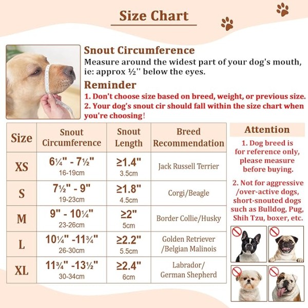 Dog Muzzle, Breathable Mesh Puppy Muzzles for Small Medium Large Dogs