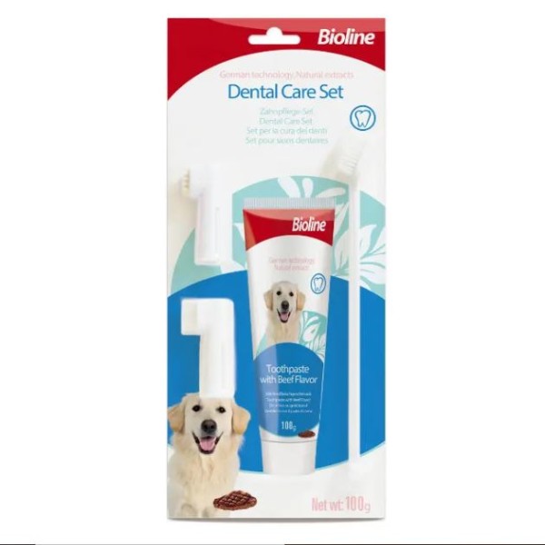 Bioline Dog Dental Care Set - Beef Flavor 100g | For All Breed Puppy Dog