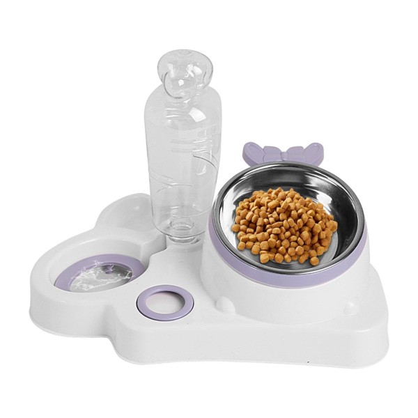 Cat Bowl Set,Detachable Dog Cat Bowls - Non-Skid Stress Pet Feeder Dish With Automatic Water Dispenser For Cats And Small Dogs