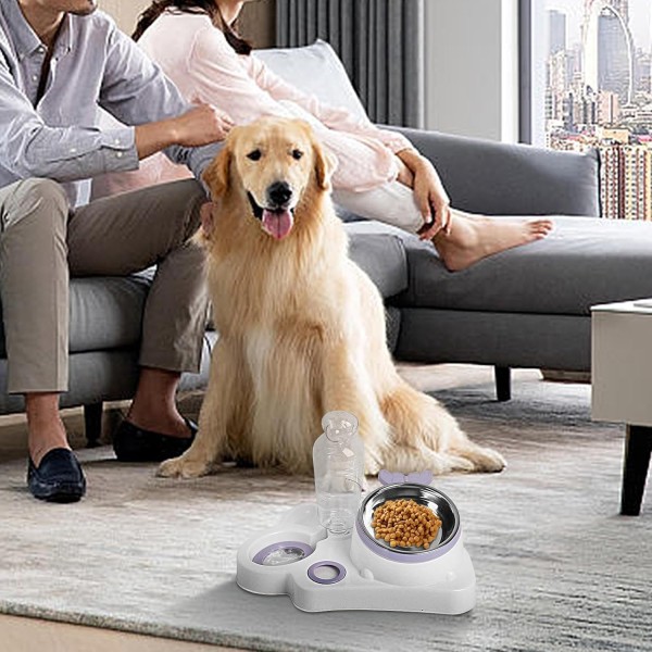 Cat Bowl Set,Detachable Dog Cat Bowls - Non-Skid Stress Pet Feeder Dish With Automatic Water Dispenser For Cats And Small Dogs