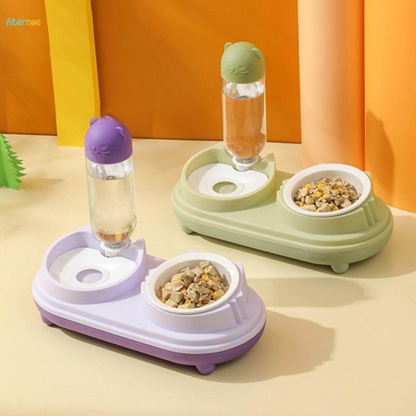 Drinking Fountain Practical Tilted Cat Food Bowl for Rabbit Small Medium Dog