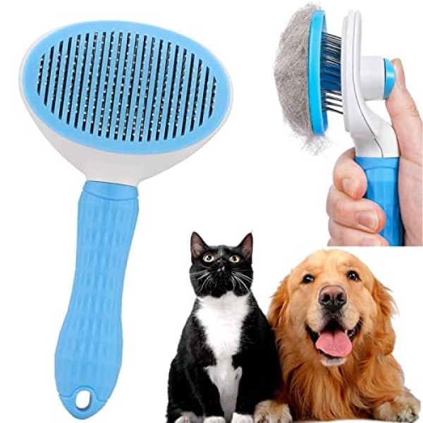 4-in-1 Pet Grooming Kit for Dogs & Cats – Includes Self Cleaning Brush, Cat Comb, Silicone Bath Scrubber & Nail Clipper