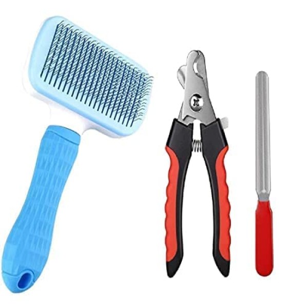 2 in 1 Pet Dog Cat Comb with Dog Brush and Dog Cat Nail Cutter