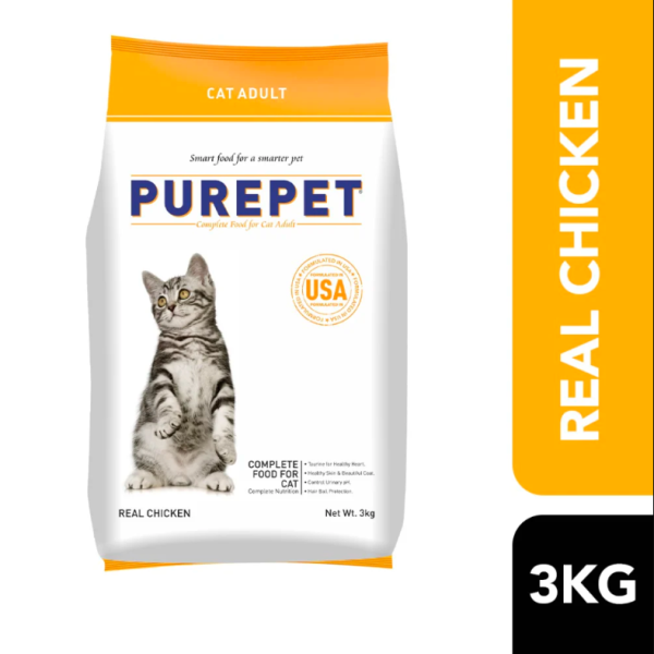 Purepet Adult Dry Cat Food - Real Chicken 3kg | Adult Dry Cat Food