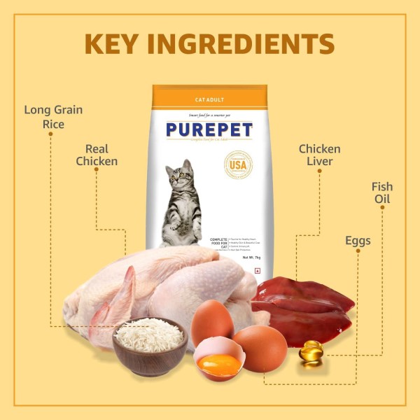Purepet Adult Dry Cat Food - Real Chicken 3kg | Adult Dry Cat Food