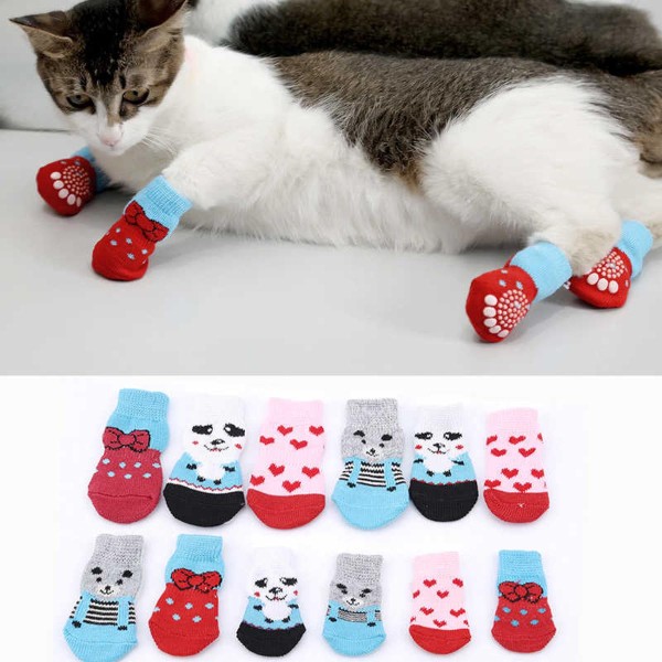 4Pcs Pet Dog Cat Non-slip Socks