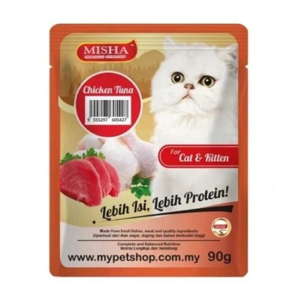 MISHA Kitten Cat Pouch Food - Chicken & Tuna 90g | Cat Wet Food