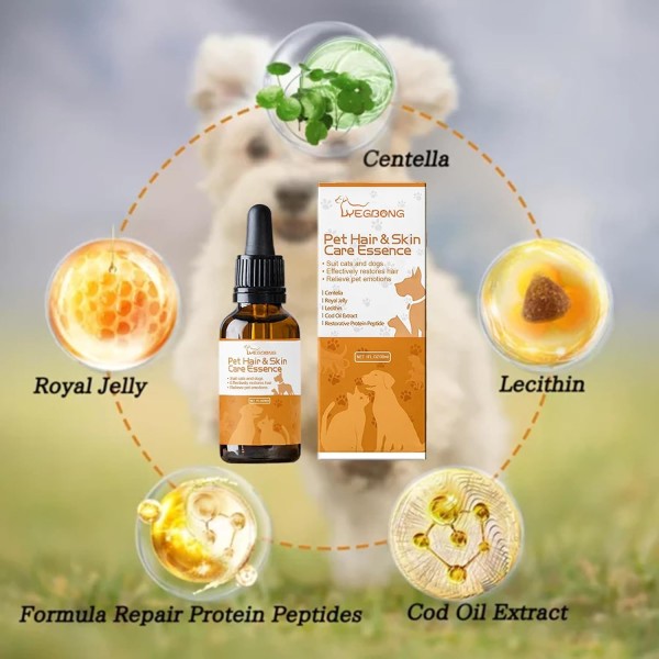Pet Hair & Skin Care Essence - Pet Serum Skin Repair 30ml | For Dogs & Cats