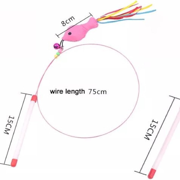 Pet Steel Wire Fish with Feather Bell Funny Cat Stick Toy