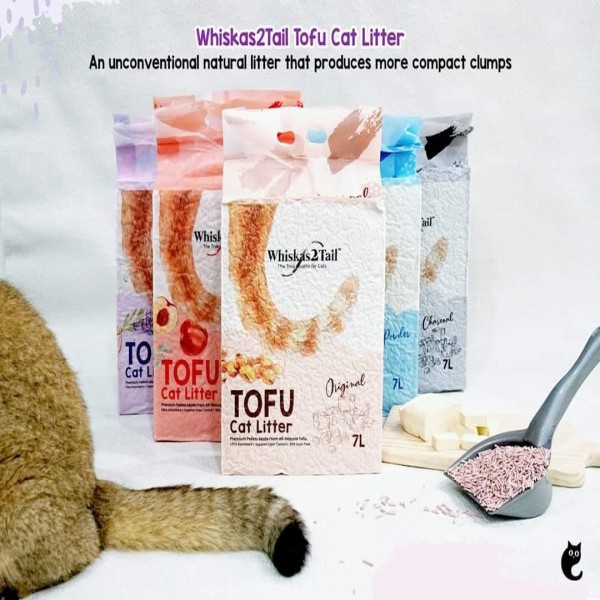 Whiskers2Tail Tofu Cat Litter 7L | Clumping Cat Litter9 | 9.9% Dust Free Unscented Tofu Super Absorbent Litter