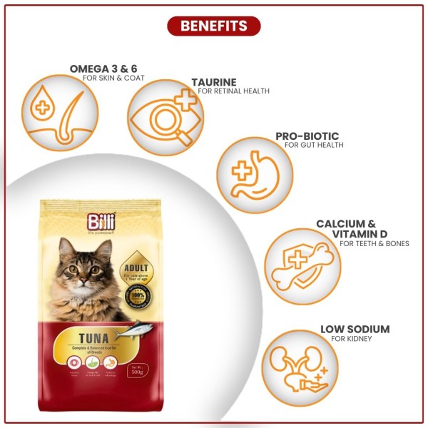 Billi Adult Dry Cat Food - Real Tuna 3kg | Adult Dry Cat Food