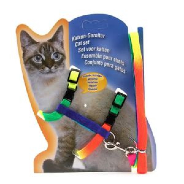 Adjustable Rainbow Harness With Leash