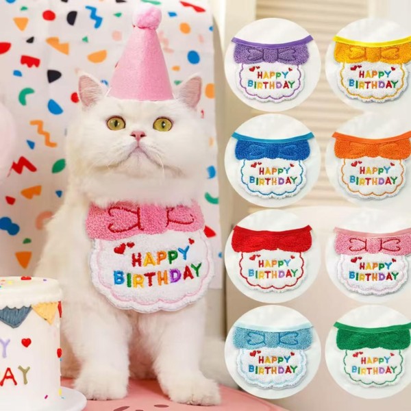 Cat Small Dog Birthday Hat With Bandana