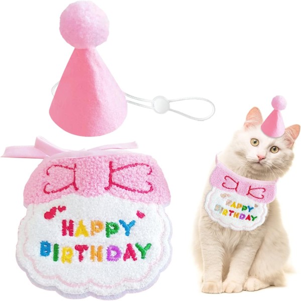 Cat Small Dog Birthday Hat With Bandana