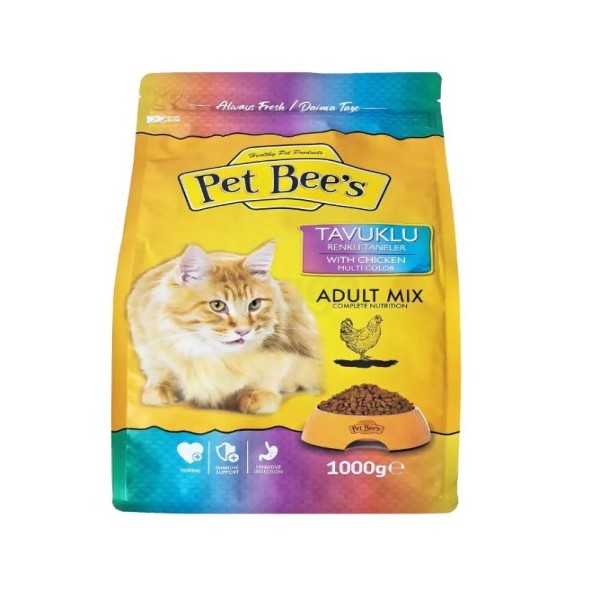 Pet Bee's Adult Mix Dry Cat Food With Chicken Multi Colour 1KG