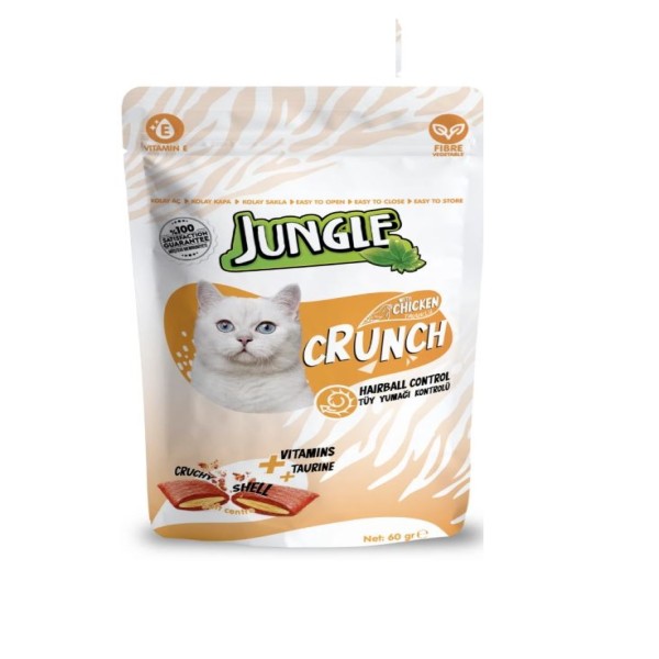 Jungle Cat Crunch Hairball Control with Chicken 60gm | Cat Snacks Food