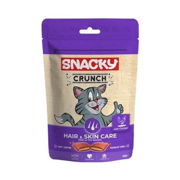 Snacky Crunch Dry Cat Treat Hair & Skin Care Treat for Cats With Chicken 60g