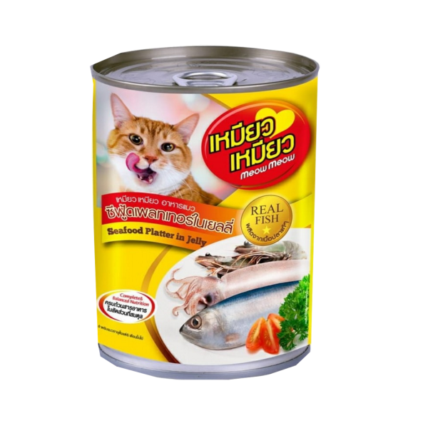 Meow Meow Cat Can Food - Seafood Platter In Jelly 400g | Cat Wet Food