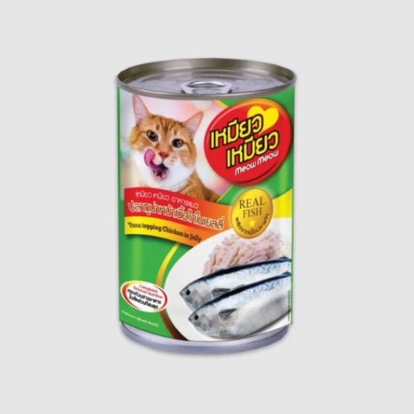 Meow Meow Cat Can Food - Tuna Topping Chicken In Jelly 400g | Cat Wet Food
