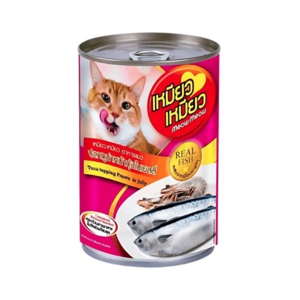 Meow Meow Cat Can Food - Tuna Topping Prawn In Jelly 400g | Cat Wet Food