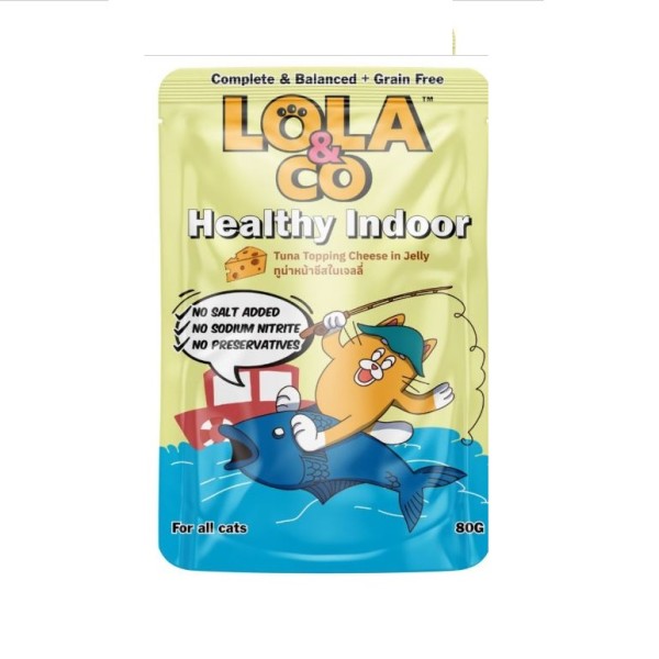 Lola & Co Healthy Indoor Cat Pouch Food - Tuna Topping Cheese in Jelly 70gm | Cat Wet Food
