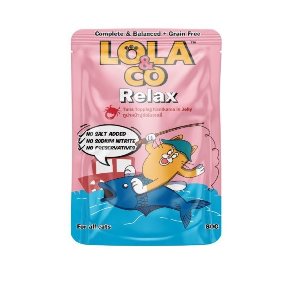 Lola & Co Relax Cat Pouch Food - Tuna Topping Kanikama in Jelly 80gm | Cat Wet Food