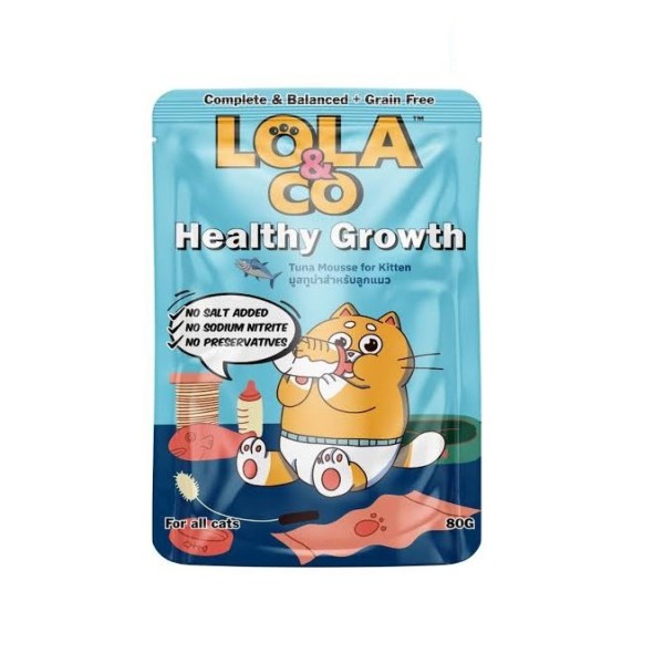 Lola & Co Healthy Growth Cat Pouch Food - Tuna Mousse for Kittens 80gm | Cat Wet Food