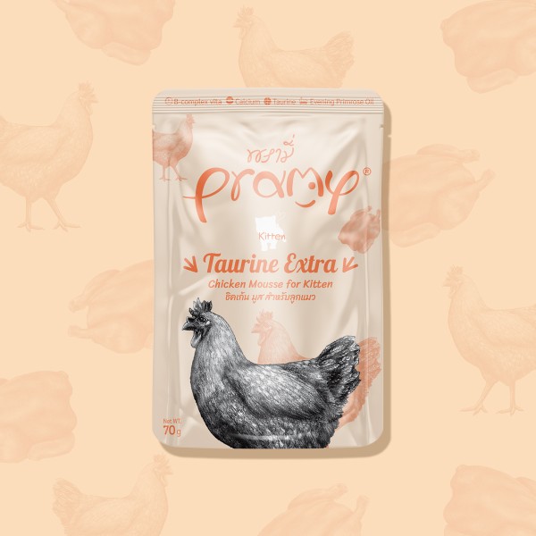 Pramy Cat Pouch Food Kitten TAURINE EXTRA - Chicken Mousse 70gm | Cat Wet Food