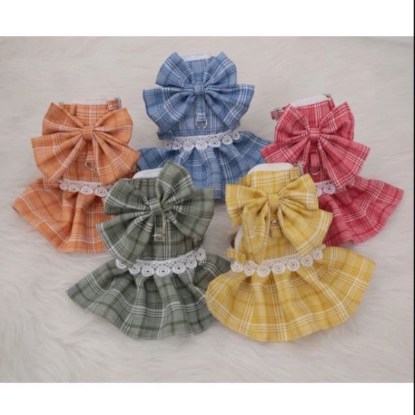 Cat Harness Leash Ribbon Dress