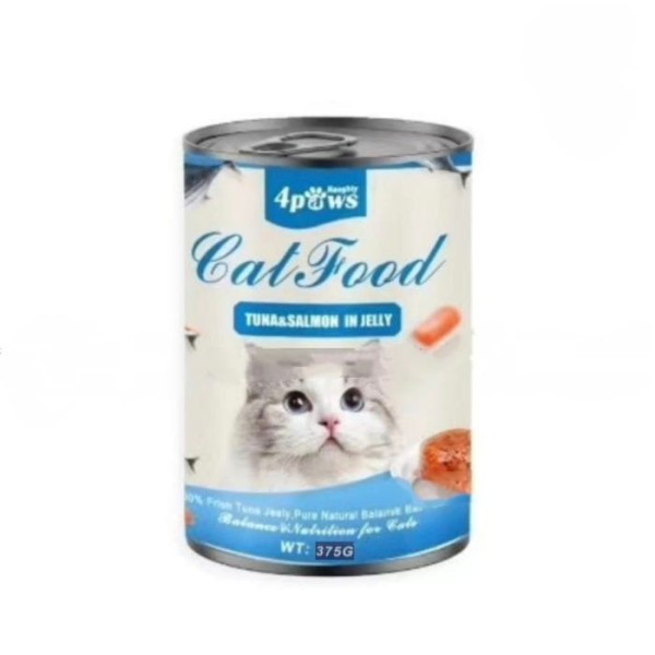 4Paws Cat Can Food - Tuna and Salmon Meat in Jelly For All Age Cats 375g | Cat Wet Food