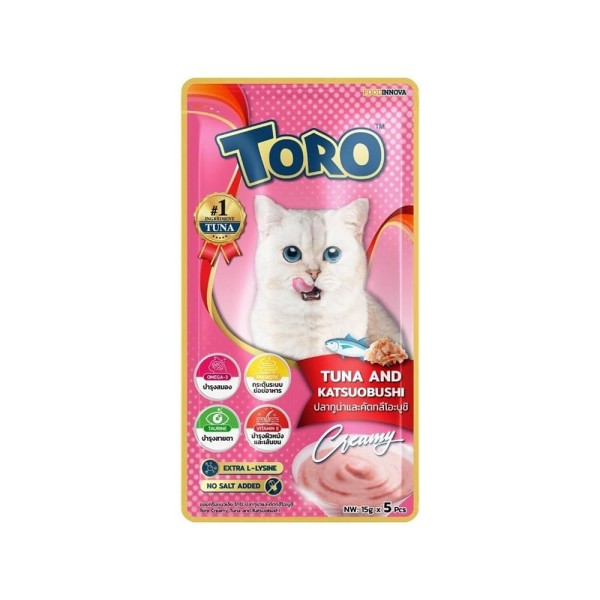 Toro Toro Lickable Cat Treat - Tuna and Katsuobushi For All Age Cats (5*15g) | Cat Snacks