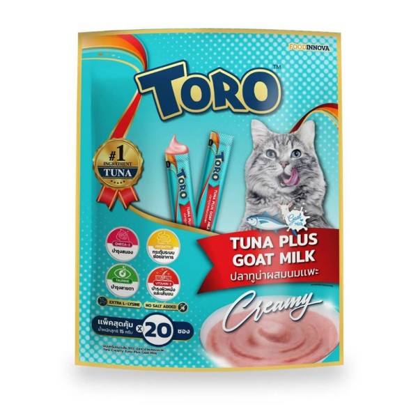 Toro Toro Cat Creamy Treats - Tuna Plus Goat Milk For All Age Cats (15gx20pcs) | Cat Snacks