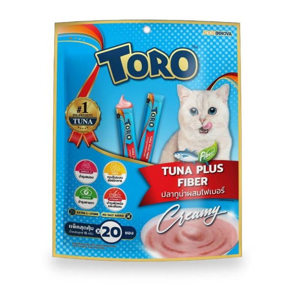 Toro Toro Cat Creamy Treats - Tuna Plus Fiber For All Age Cats (15gx20pcs) | Cat Snacks