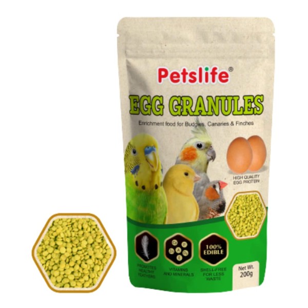 PETSLIFE Egg Granules For Finches, Budgies, Canaries & Cocktail 200g