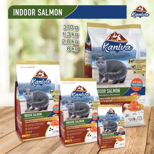 Kaniva Dry Cat Food Indoor Salmon Formula - Turkey, Salmon & Rice For All Life Stages Cats | Dry Cat Food | Cats Over 4 Months