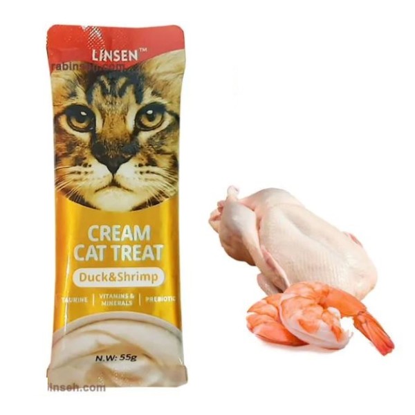 Linsen Cat Creamy Treat - Duck & Shrimp For All Age Cats 55g | Cat Wet Food