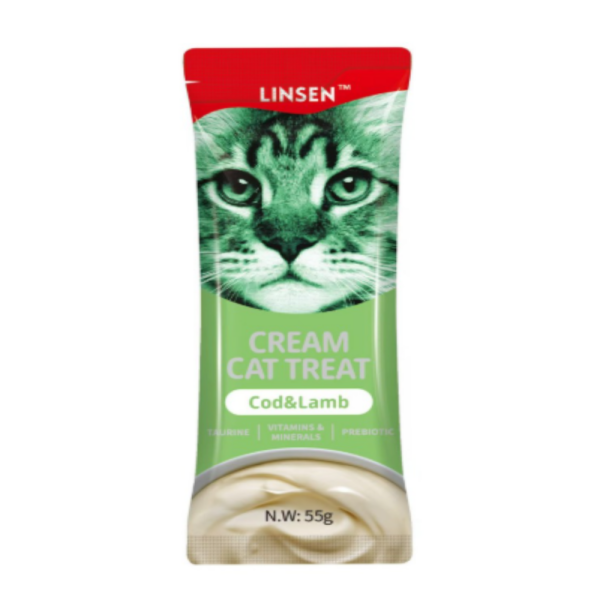 Linsen Cat Creamy Treat - Cod & Lamb For All Age Cats 55g | Cat Wet Food