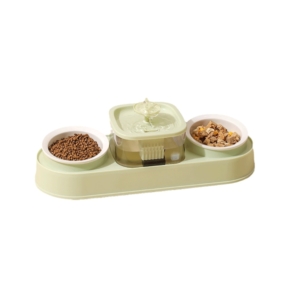 Cat Water Fountain Automatic Circulating Pet Drinking Water Feeder With Feeding Bowl