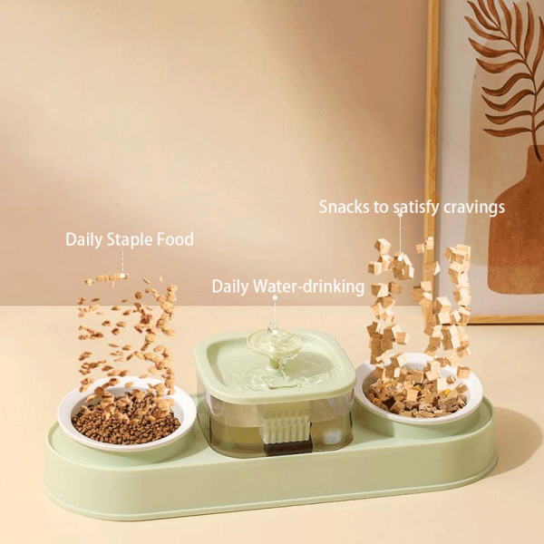 Cat Water Fountain Automatic Circulating Pet Drinking Water Feeder With Feeding Bowl