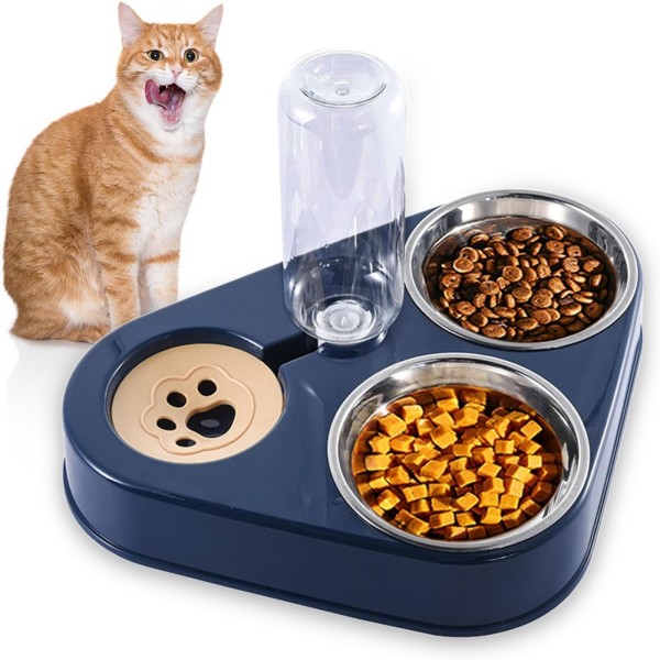 Cat Water and Double Food Bowls 500ml - Stainless Steel Cat Water | Pet Food Bowl