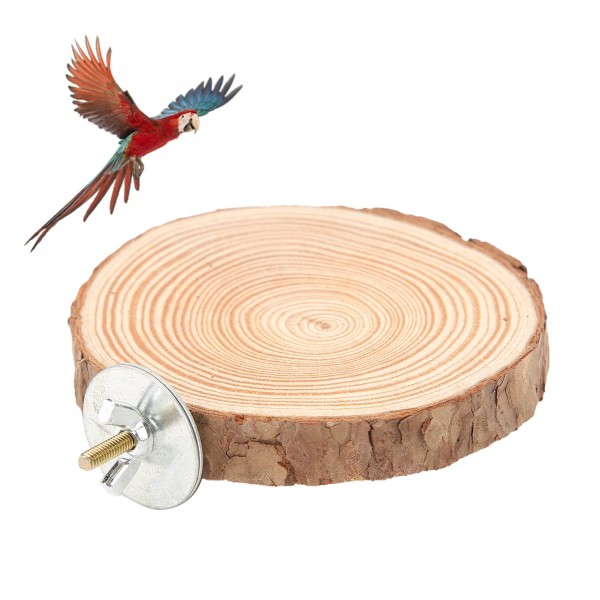 Round Bird Platform Perch | Natural Wooden Bird Stand For Cage Birds