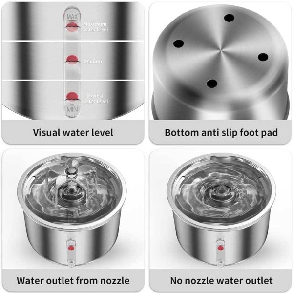2L Pet Fountain | Automatic Cat Water Fountain with Blue Light Display