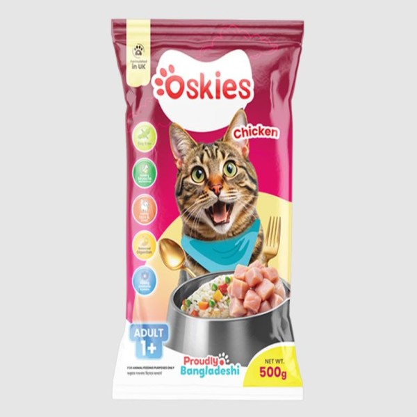 Oskies Adult Dry Cat Food - Chicken 500g | Dry Cat Food
