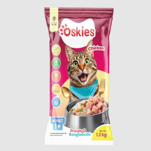 Oskies Adult Dry Cat Food - Chicken 1.2kg | Dry Cat Food