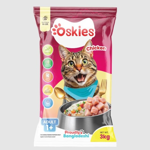 Oskies Adult Dry Cat Food - Chicken 3kg | Dry Cat Food
