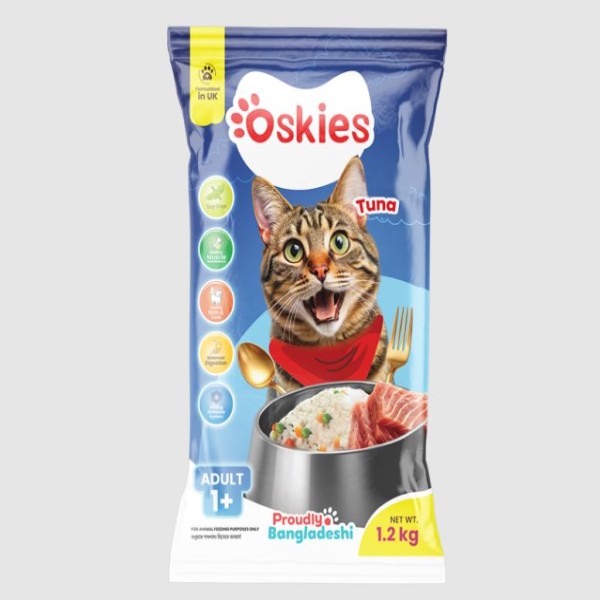Oskies Adult Dry Cat Food - Tuna 1.2kg | Dry Cat Food