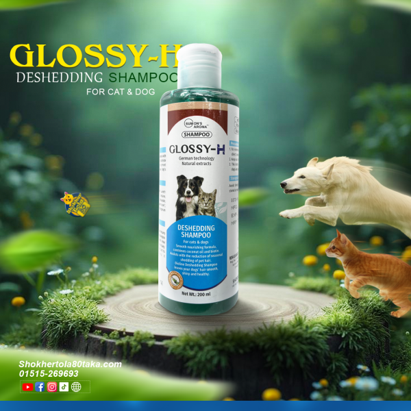 Glossy-H Deshedding Shampoo For Cats & Dogs 200ml | Pet Shampoo | Glossy-H Pet Shampoo