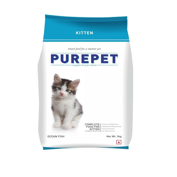 Purepet Dry Cat Food Kitten(1-12 Months) - Ocean Fish 3kg | Dry Cat Food