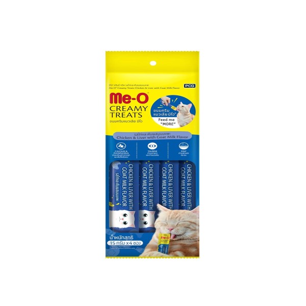 Me-O Cat Creamy Treat - Chicken & Liver with Goat Milk Flavor 60g | Cat Snacks